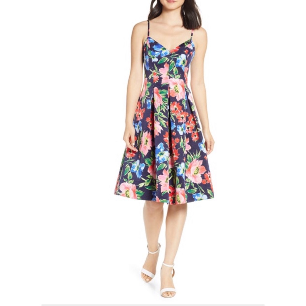 ELIZA J
Floral Print Fit & Flare Sundress In Navy